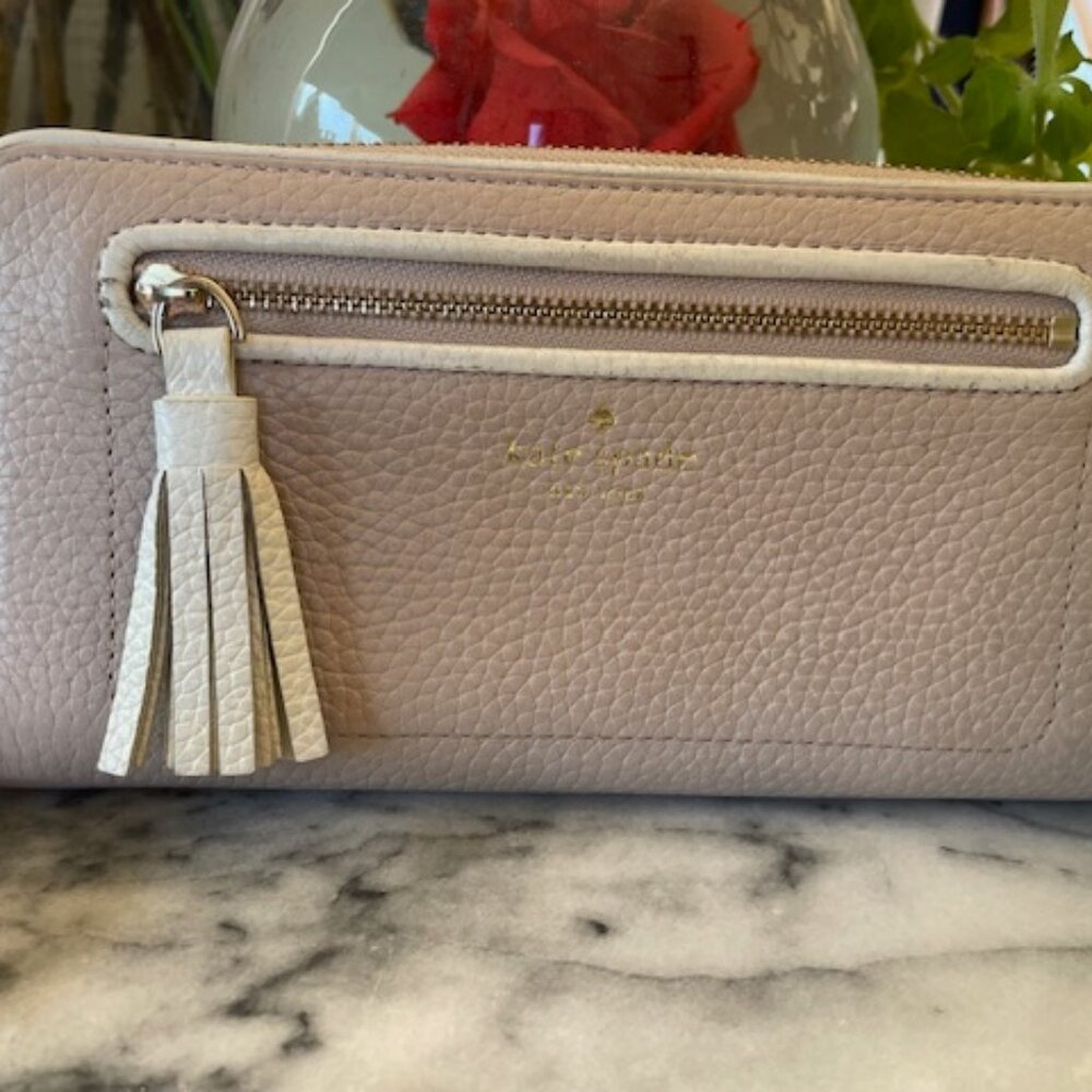 Kate Spade Zip Around Leather Wallet with Tassel- Pink